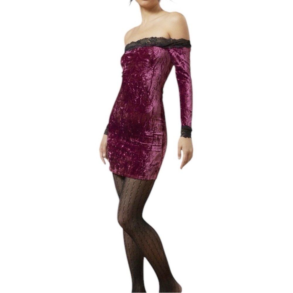 Kimchi Blue Ryder Velvet & Lace Mini Dress New With Tags Size Large